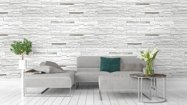 Modern parlak iç. 3D render