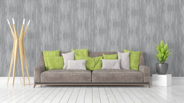 Modern parlak iç. 3D render