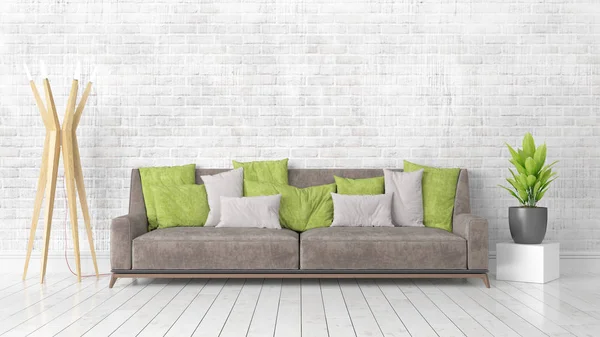 Modern parlak iç. 3D render