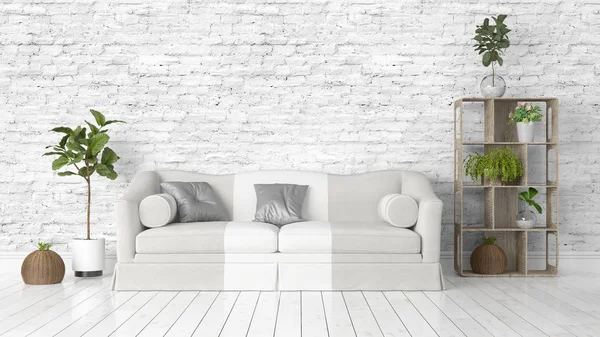 Modern parlak iç. 3D render