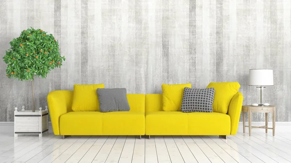 Modern parlak iç. 3D render