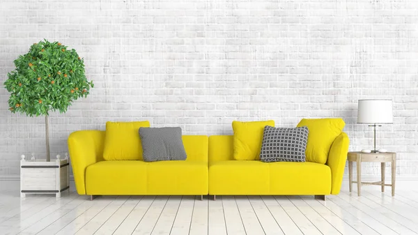 Modern parlak iç. 3D render