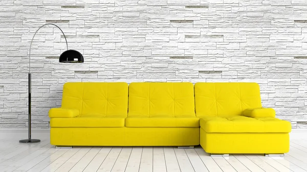 Modern parlak iç. 3D render