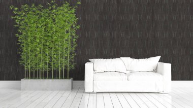 Modern parlak iç. 3D render