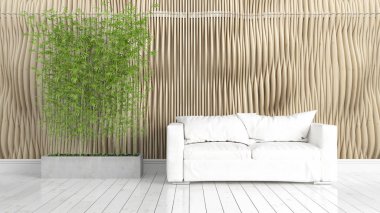 Modern parlak iç. 3D render