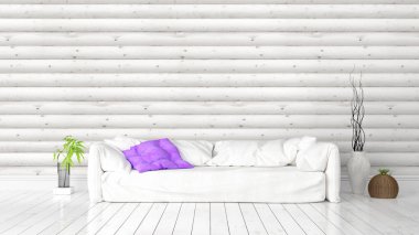 Modern parlak iç. 3D render