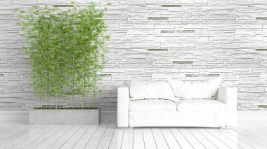 Modern parlak iç. 3D render