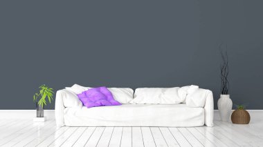 Modern parlak iç. 3D render