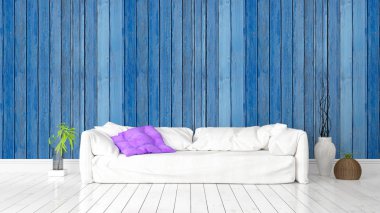 Modern parlak iç. 3D render