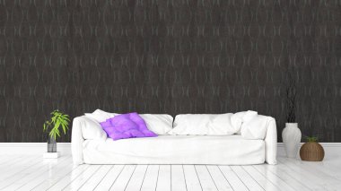 Modern parlak iç. 3D render