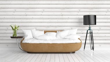 Modern parlak iç. 3D render