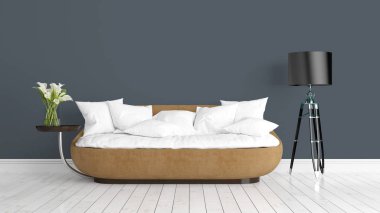 Modern parlak iç. 3D render