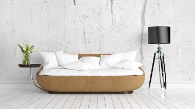 Modern parlak iç. 3D render