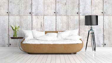 Modern parlak iç. 3D render