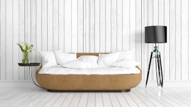 Modern parlak iç. 3D render