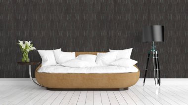 Modern parlak iç. 3D render