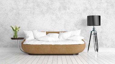 Modern parlak iç. 3D render