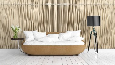 Modern parlak iç. 3D render