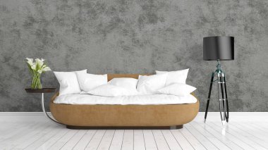 Modern parlak iç. 3D render