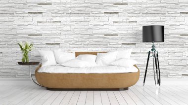 Modern parlak iç. 3D render