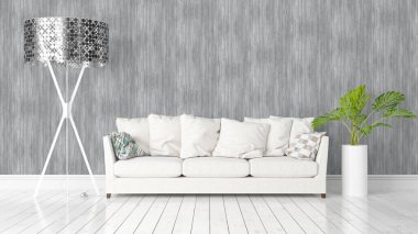 Modern parlak iç. 3D render