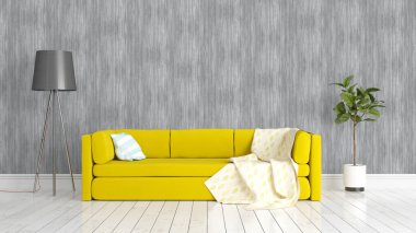 Modern parlak iç. 3D render