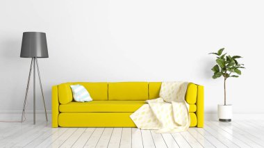 Modern parlak iç. 3D render