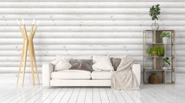 Modern parlak iç. 3D render