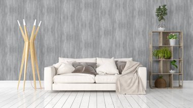 Modern parlak iç. 3D render