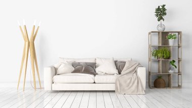 Modern parlak iç. 3D render