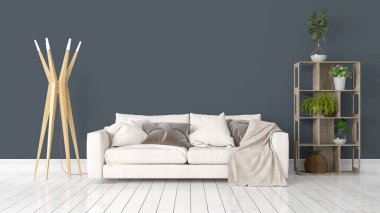 Modern parlak iç. 3D render