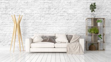 Modern parlak iç. 3D render