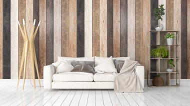 Modern parlak iç. 3D render