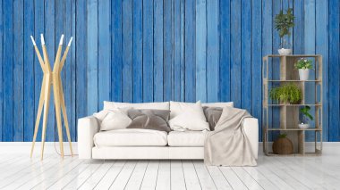 Modern parlak iç. 3D render