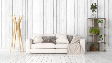 Modern parlak iç. 3D render