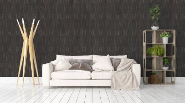 Modern parlak iç. 3D render