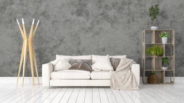 Modern parlak iç. 3D render