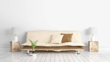 Modern parlak iç. 3D render