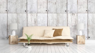 Modern parlak iç. 3D render