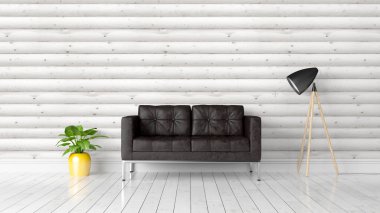 Modern parlak iç. 3D render