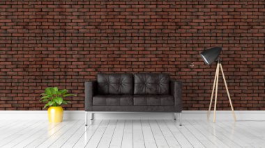 Modern parlak iç. 3D render