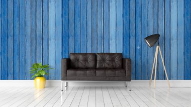 Modern parlak iç. 3D render