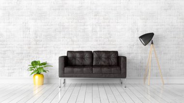 Modern parlak iç. 3D render