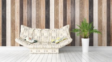 Modern parlak iç. 3D render