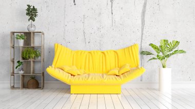 Modern parlak iç. 3D render
