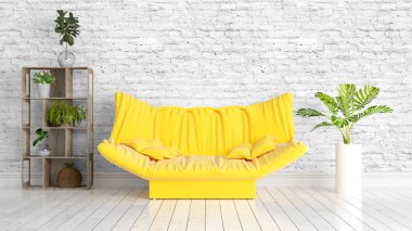 Modern parlak iç. 3D render