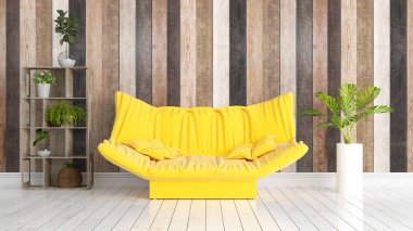 Modern parlak iç. 3D render