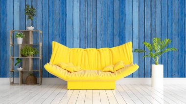 Modern parlak iç. 3D render