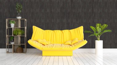 Modern parlak iç. 3D render