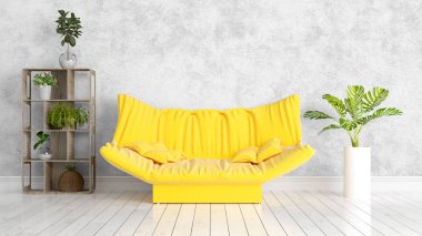 Modern parlak iç. 3D render